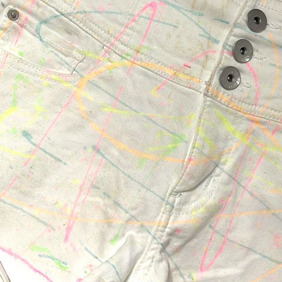 Vintage Look 80’s High Waisted White Shorts Neon Graffiti Jr Size 11 - Picture 7 of 16